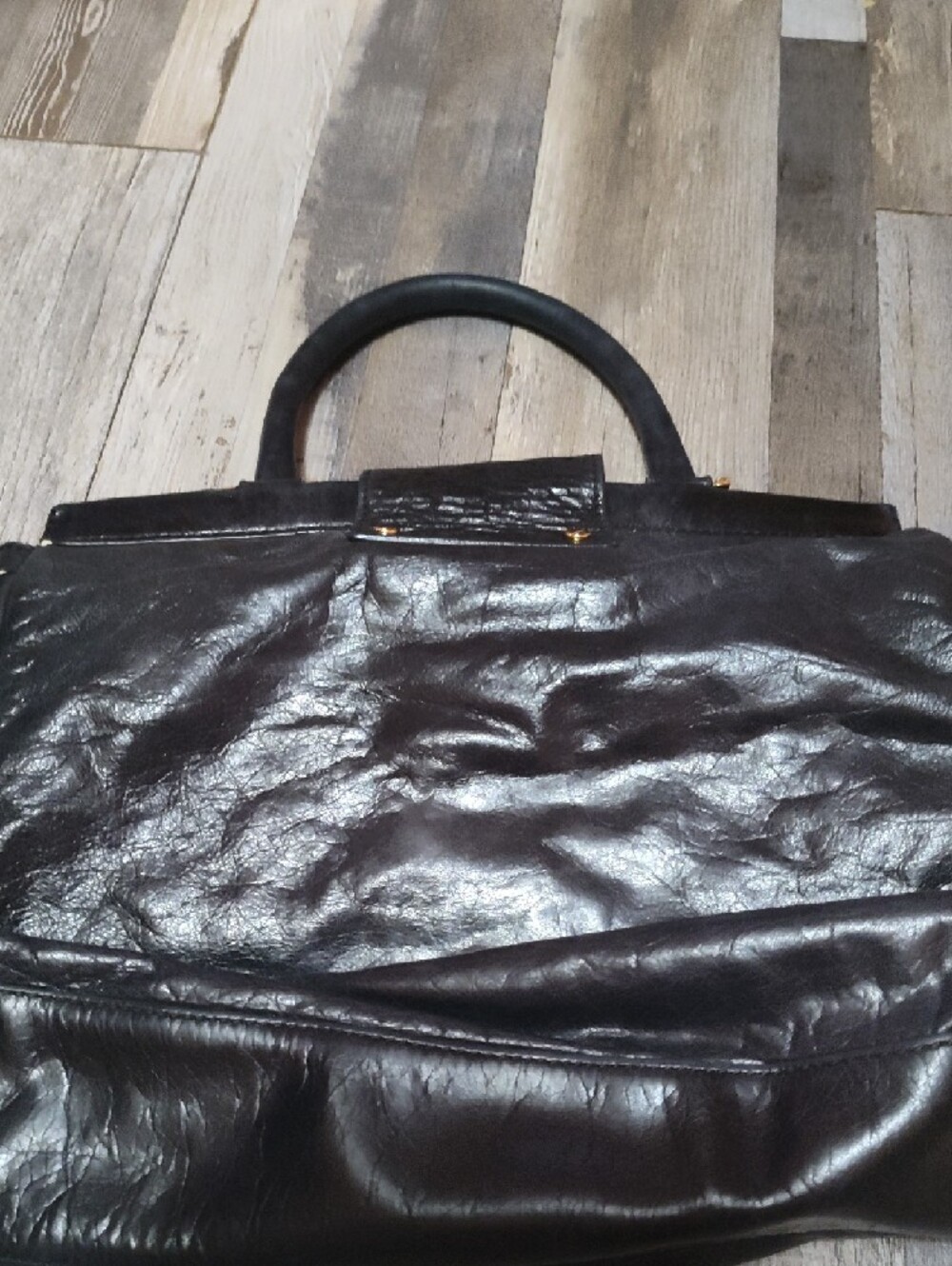 Tory Burch Holland Black And Gold Detailing Satchel - Picture 4 of 9